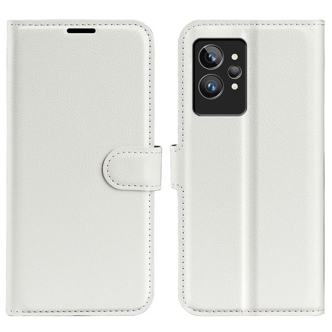 Realme GT2 Pro Handy Hülle - Litchi Leder Bookcover Series - weiss