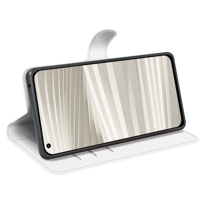 Realme GT2 Pro Handy Hülle - Litchi Leder Bookcover Series - weiss