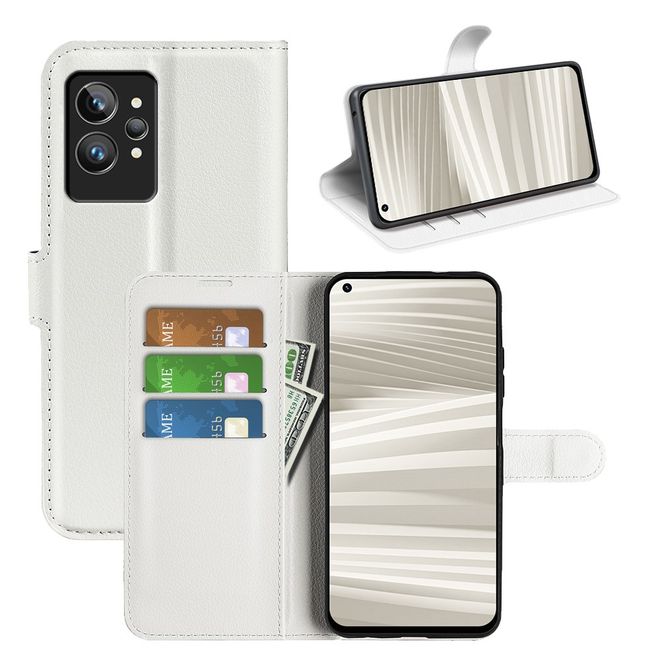 Realme GT2 Pro Handy Hülle - Litchi Leder Bookcover Series - weiss