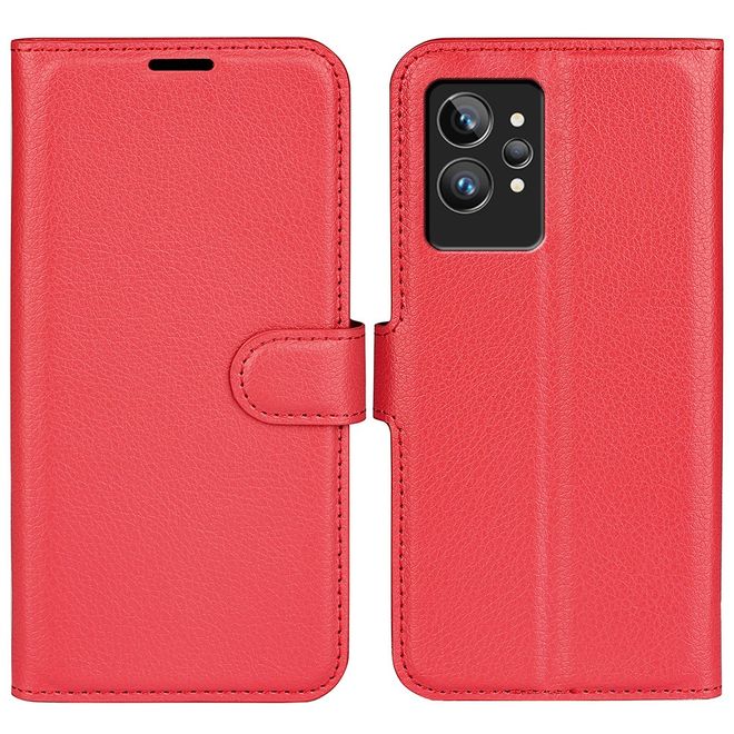 Realme GT2 Pro Handy Hülle - Litchi Leder Bookcover Series - rot