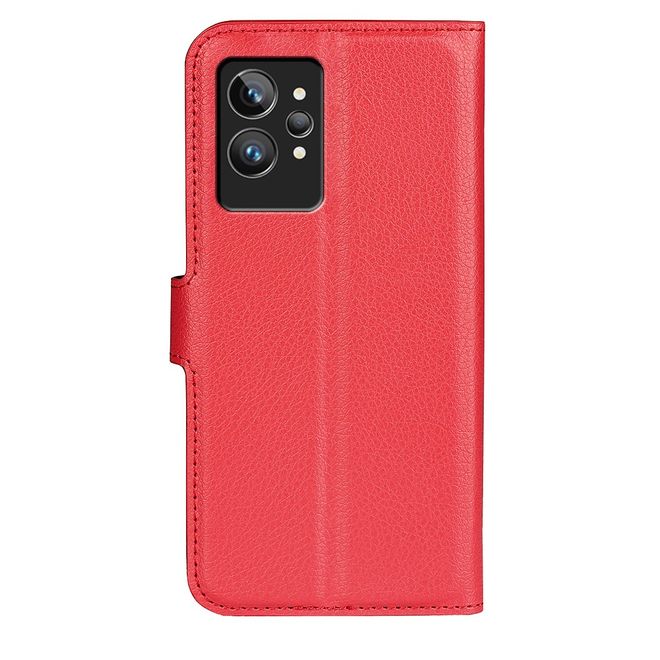 Realme GT2 Pro Handy Hülle - Litchi Leder Bookcover Series - rot