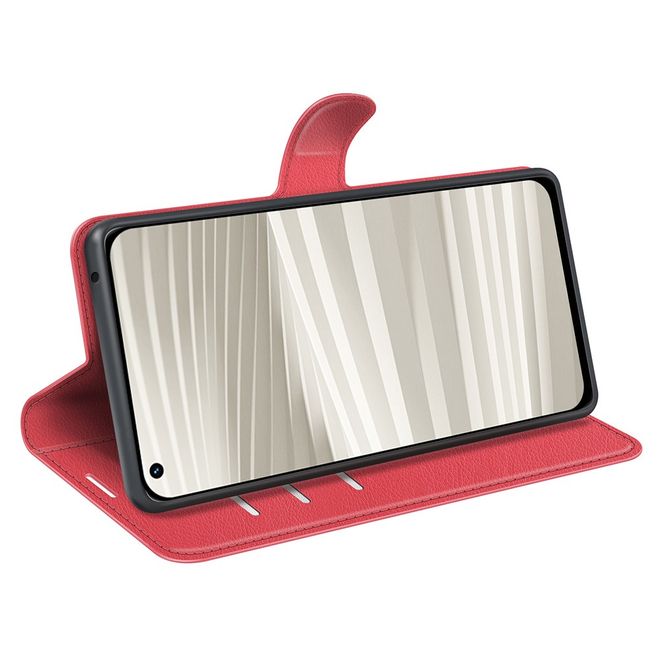 Realme GT2 Pro Handy Hülle - Litchi Leder Bookcover Series - rot