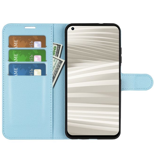 Realme GT2 Pro Handy Hülle - Litchi Leder Bookcover Series - blau