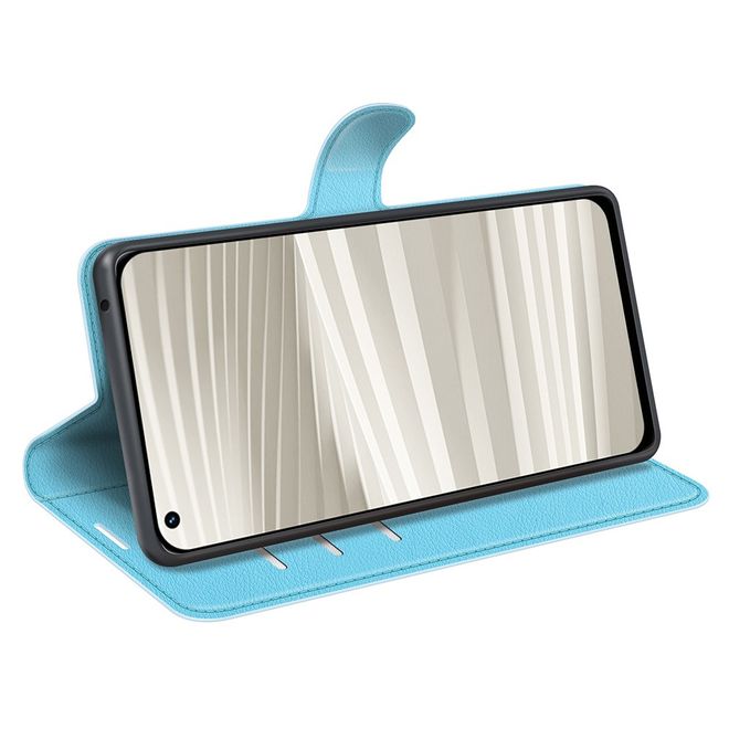 Realme GT2 Pro Handy Hülle - Litchi Leder Bookcover Series - blau