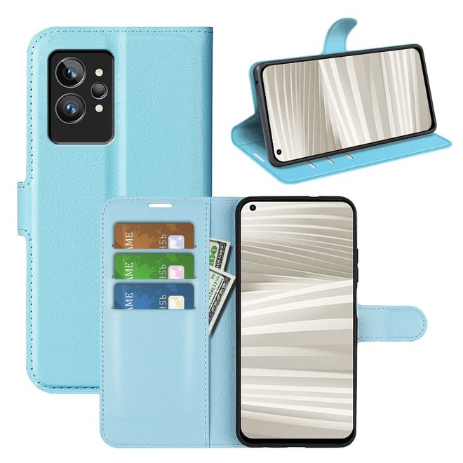 Realme GT2 Pro Handy Hülle - Litchi Leder Bookcover Series - blau