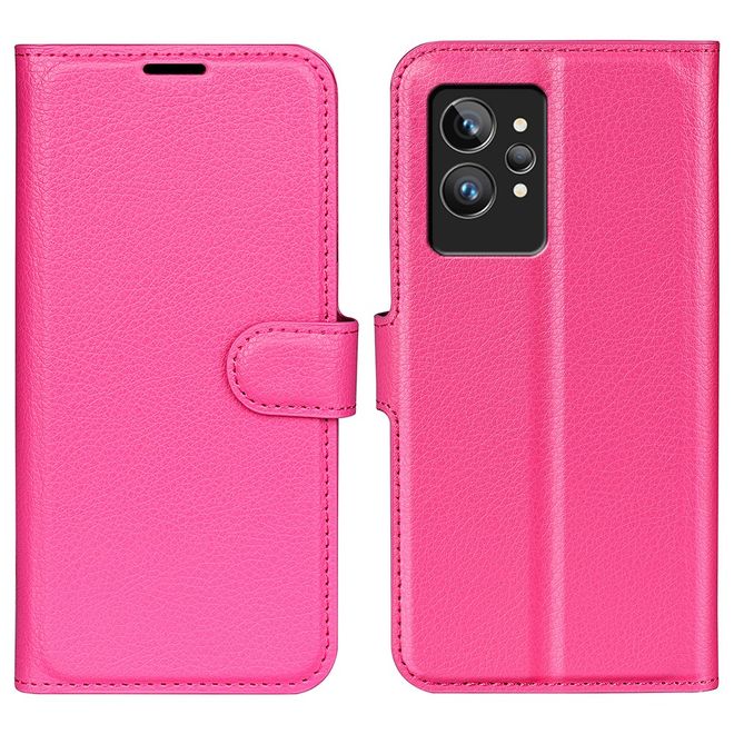 Realme GT2 Pro Handy Hülle - Litchi Leder Bookcover Series - rosa