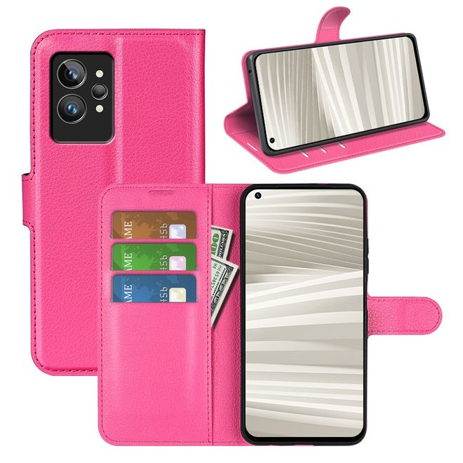 Realme GT2 Pro Handy Hülle - Litchi Leder Bookcover Series - rosa