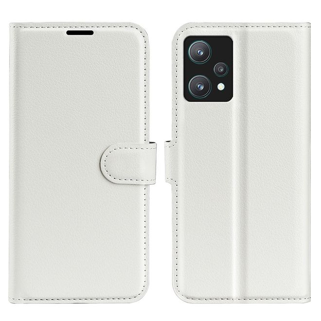 Realme 9 Pro Handy Hülle - Litchi Leder Bookcover Series - weiss