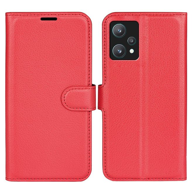 Realme 9 Pro Handy Hülle - Litchi Leder Bookcover Series - rot