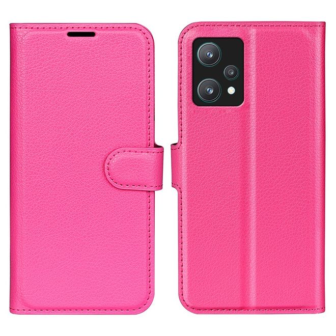 Realme 9 Pro Handy Hülle - Litchi Leder Bookcover Series - rosa