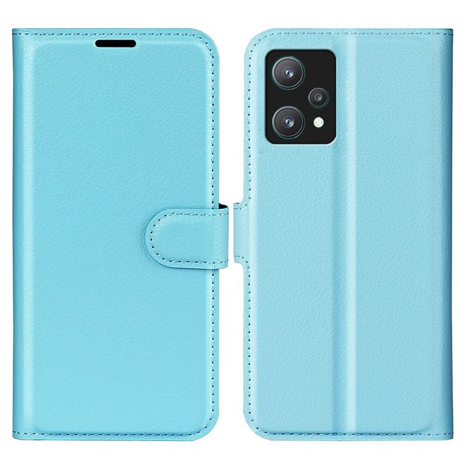 Realme 9 Pro Handy Hülle - Litchi Leder Bookcover Series - blau