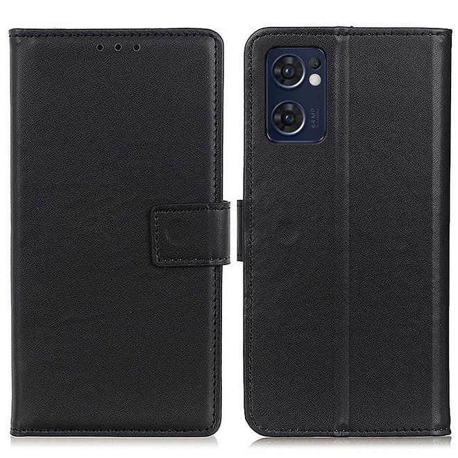 Oppo Reno7 5G Handy Hülle - Classic II Leder Bookcover Series - schwarz