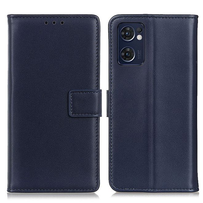 Oppo Reno7 5G Handy Hülle - Classic II Leder Bookcover Series - blau
