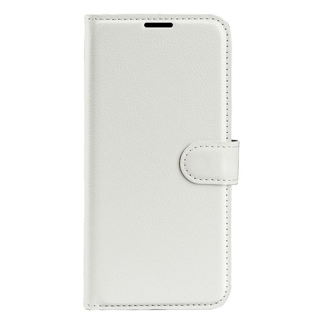 Wiko Y82 Handy Hülle - Litchi Leder Bookcover Series - weiss