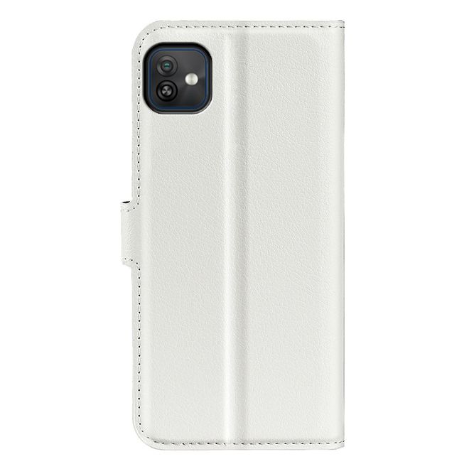 Wiko Y82 Handy Hülle - Litchi Leder Bookcover Series - weiss