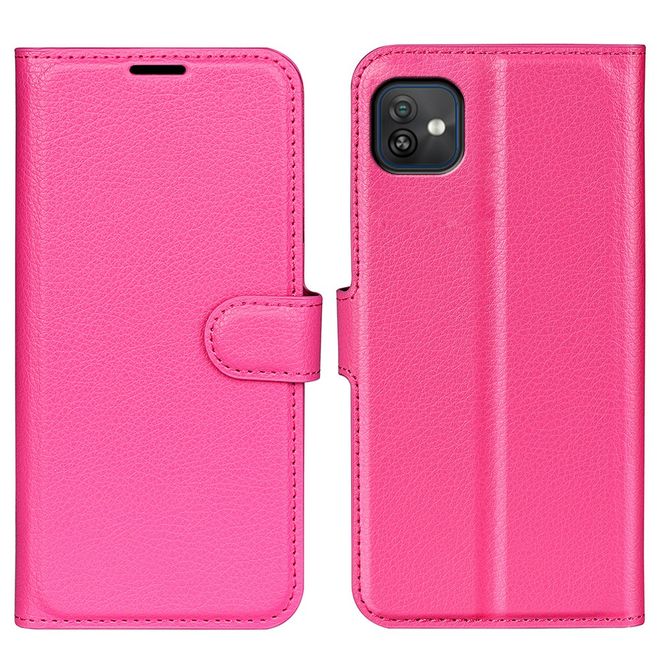 Wiko Y82 Handy Hülle - Litchi Leder Bookcover Series - rosa