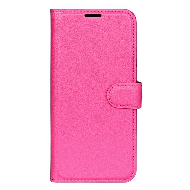 Wiko Y82 Handy Hülle - Litchi Leder Bookcover Series - rosa