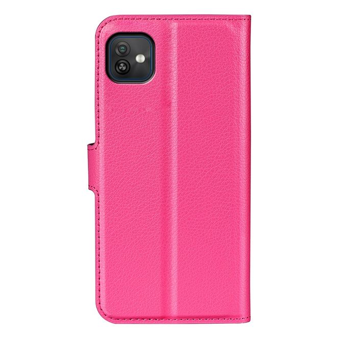 Wiko Y82 Handy Hülle - Litchi Leder Bookcover Series - rosa