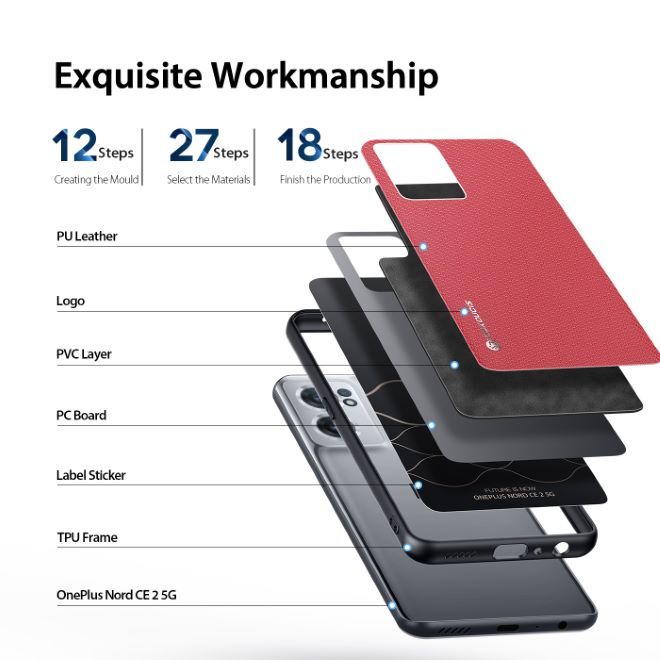 Dux Ducis - OnePlus Nord CE 2 5G Hülle - Schickes Hardcase - Fino Series - rot