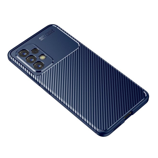 Samsung Galaxy A53 5G Handyhülle - Carbon Fiber TPU Softcase Series - blau