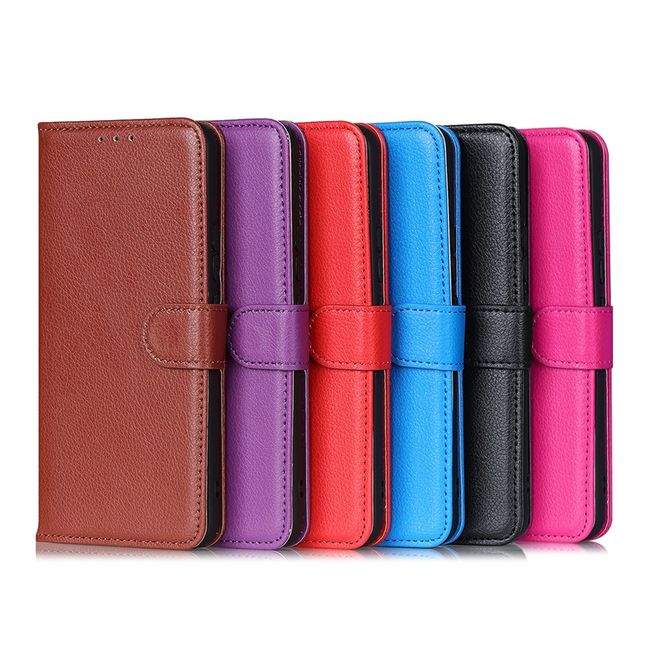 Samsung Galaxy A13 4G Handy Hülle - Litchi Leder Bookcover Series - schwarz