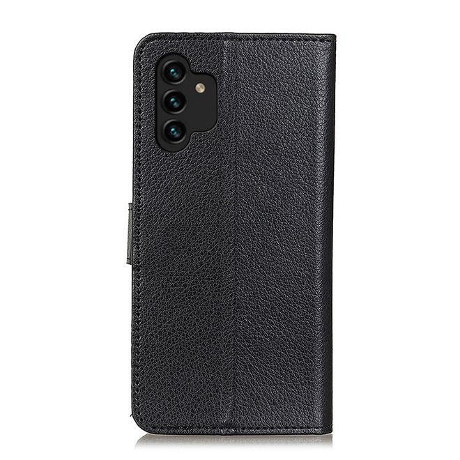 Samsung Galaxy A13 4G Handy Hülle - Litchi Leder Bookcover Series - schwarz