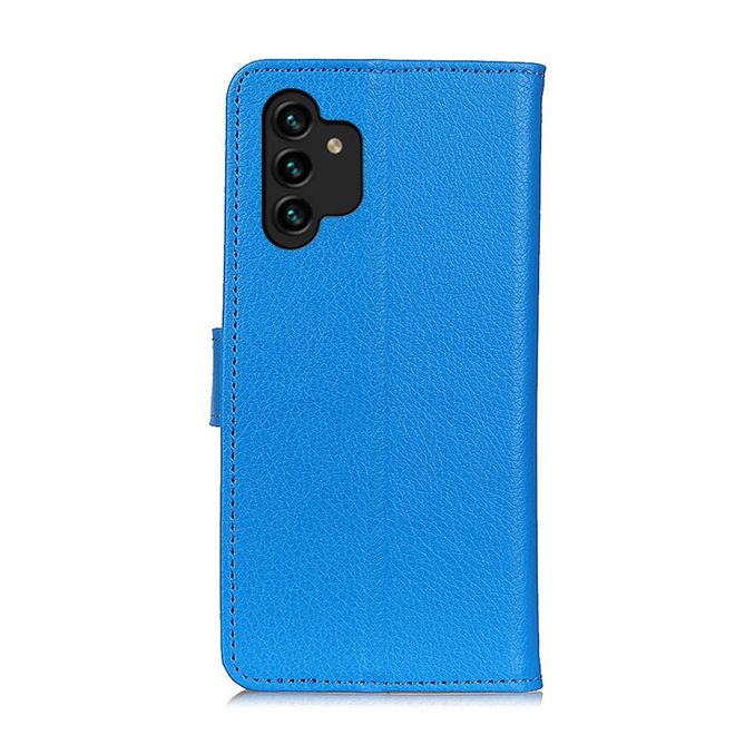 Samsung Galaxy A13 4G Handy Hülle - Litchi Leder Bookcover Series - blau