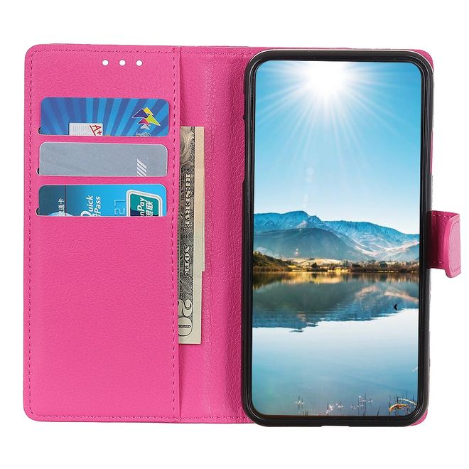Samsung Galaxy A13 4G Handy Hülle - Litchi Leder Bookcover Series - rosa