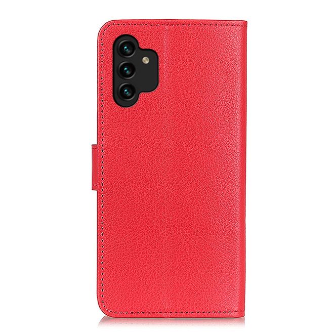 Samsung Galaxy A13 4G Handy Hülle - Litchi Leder Bookcover Series - rot