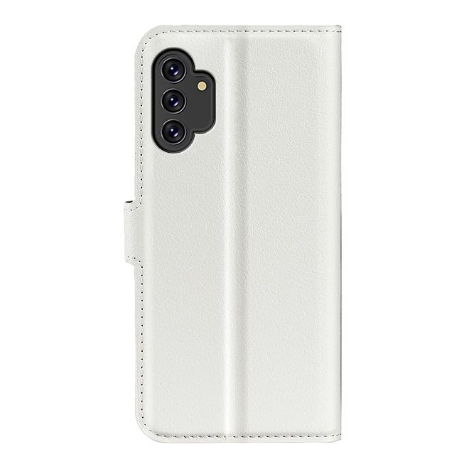 Samsung Galaxy A13 4G Handy Hülle - Litchi Leder Bookcover Series - weiss