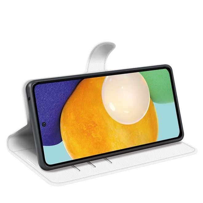 Samsung Galaxy A13 4G Handy Hülle - Litchi Leder Bookcover Series - weiss