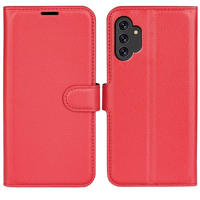 Samsung Galaxy A13 4G Handy Hülle - Litchi Leder Bookcover Series - rot