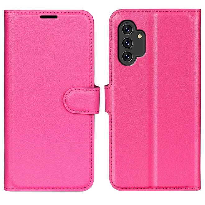 Samsung Galaxy A13 4G Handy Hülle - Litchi Leder Bookcover Series - rosa