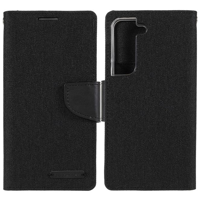 Goospery - Samsung Galaxy S22+ Hülle - Bookcover - Canvas Diary Series - schwarz