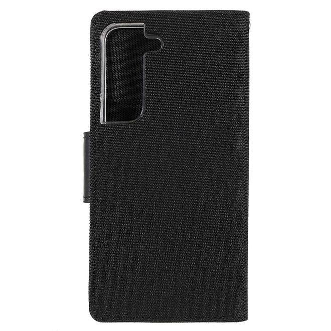 Goospery - Samsung Galaxy S22+ Hülle - Bookcover - Canvas Diary Series - schwarz