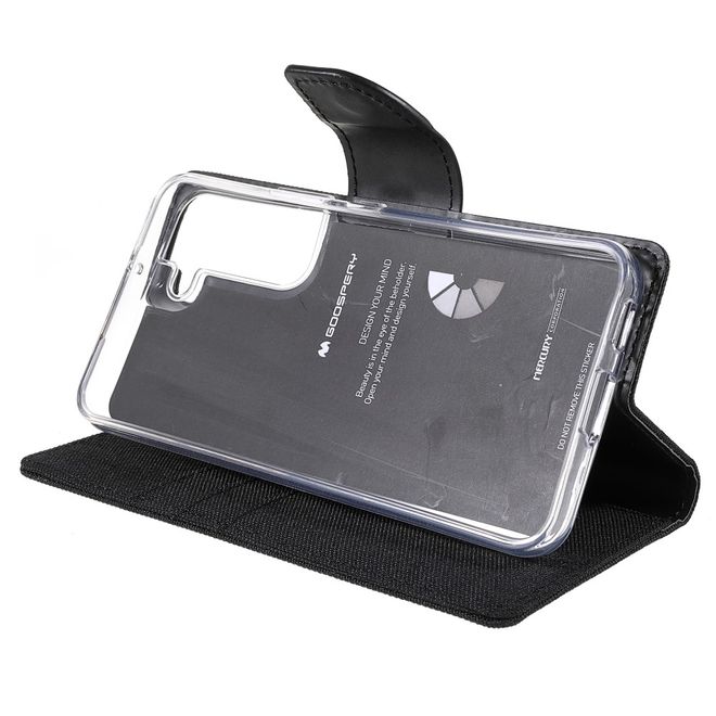 Goospery - Samsung Galaxy S22+ Hülle - Bookcover - Canvas Diary Series - schwarz