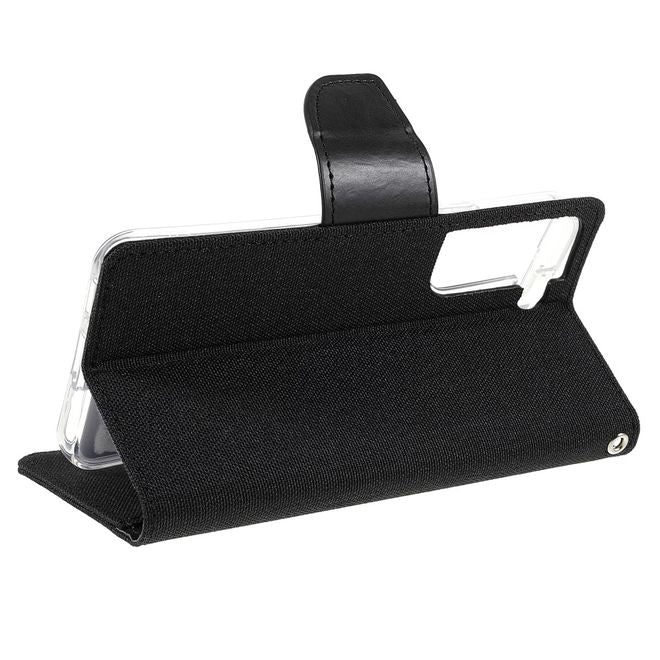 Goospery - Samsung Galaxy S22+ Hülle - Bookcover - Canvas Diary Series - schwarz