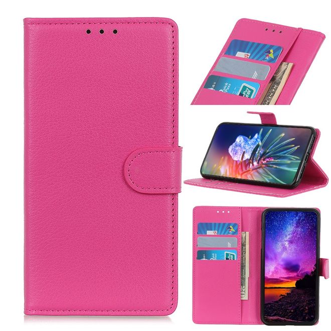 Motorola Moto G31 / G41 Handy Hülle - Litchi Leder Bookcover Series - rosa