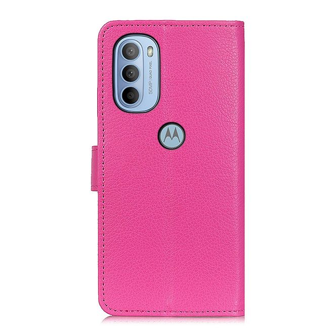 Motorola Moto G31 / G41 Handy Hülle - Litchi Leder Bookcover Series - rosa