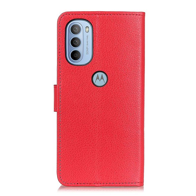 Motorola Moto G31 / G41 Handy Hülle - Litchi Leder Bookcover Series - rot