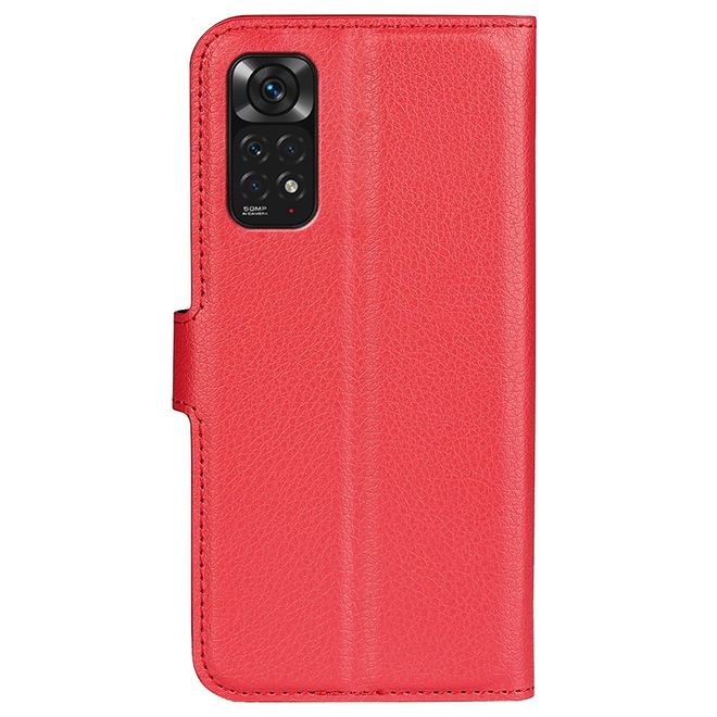 Xiaomi Redmi Note 11 / Note 11S Handy Hülle - Litchi Leder Bookcover Series - rot