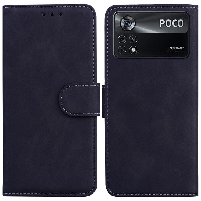 Xiaomi Poco X4 Pro 5G Handy Hülle - Classic II Leder Bookcover Series - schwarz