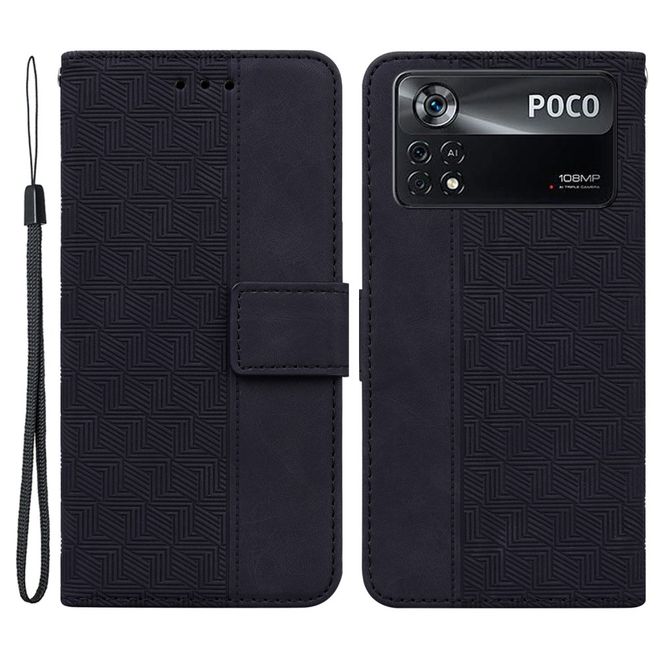 Xiaomi Poco X4 Pro 5G Hülle - Geometry Leder Bookcover Series - schwarz