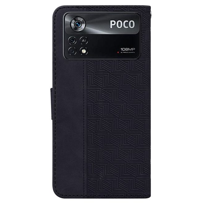 Xiaomi Poco X4 Pro 5G Hülle - Geometry Leder Bookcover Series - schwarz