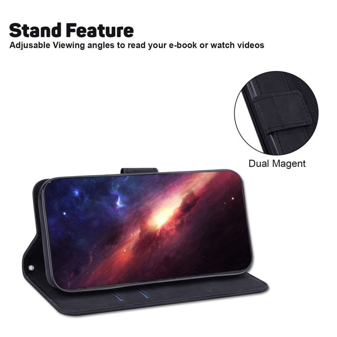 Xiaomi Poco X4 Pro 5G Hülle - Geometry Leder Bookcover Series - schwarz