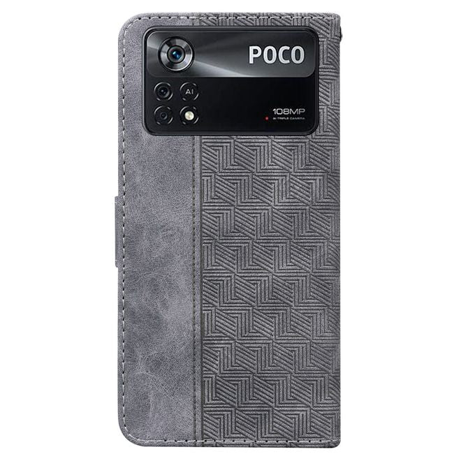 Xiaomi Poco X4 Pro 5G Hülle - Geometry Leder Bookcover Series - grau