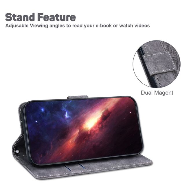 Xiaomi Poco X4 Pro 5G Hülle - Geometry Leder Bookcover Series - grau