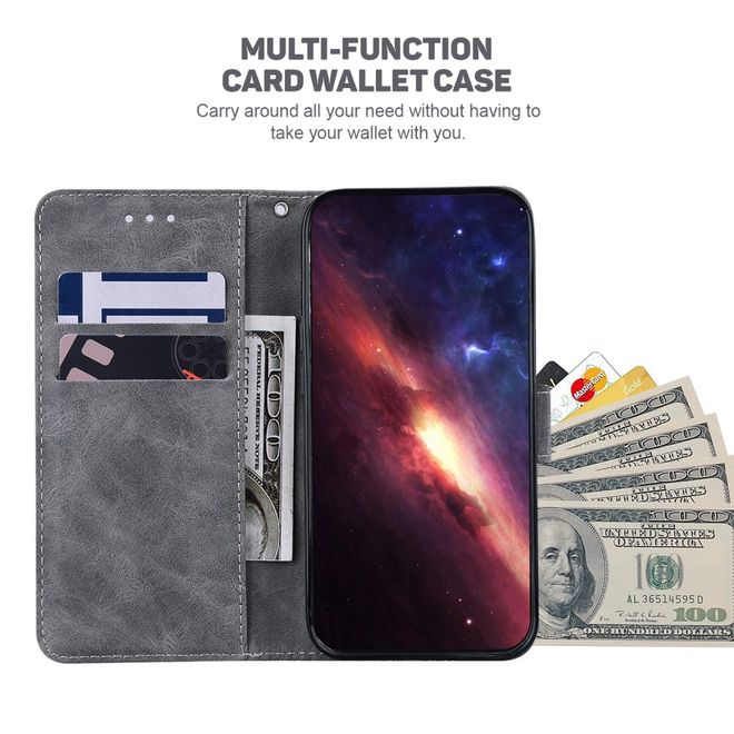 Xiaomi Poco X4 Pro 5G Hülle - Geometry Leder Bookcover Series - grau