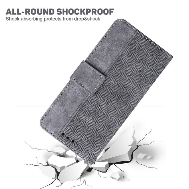 Xiaomi Poco X4 Pro 5G Hülle - Geometry Leder Bookcover Series - grau