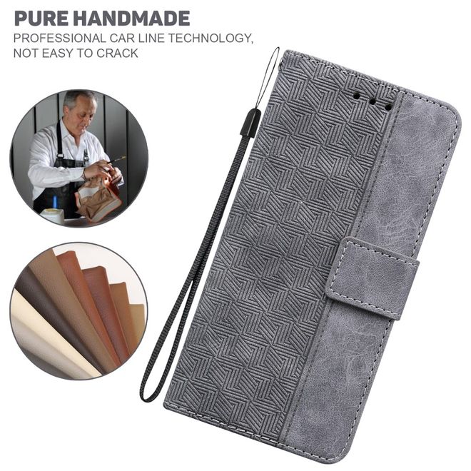 Xiaomi Poco X4 Pro 5G Hülle - Geometry Leder Bookcover Series - grau